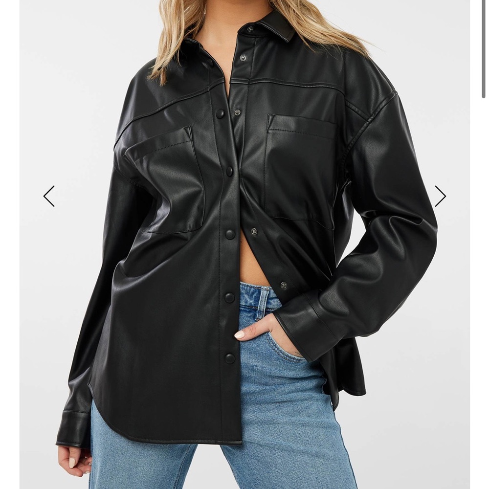New Without Tags Faux Leather Oversized Shirt Ardene